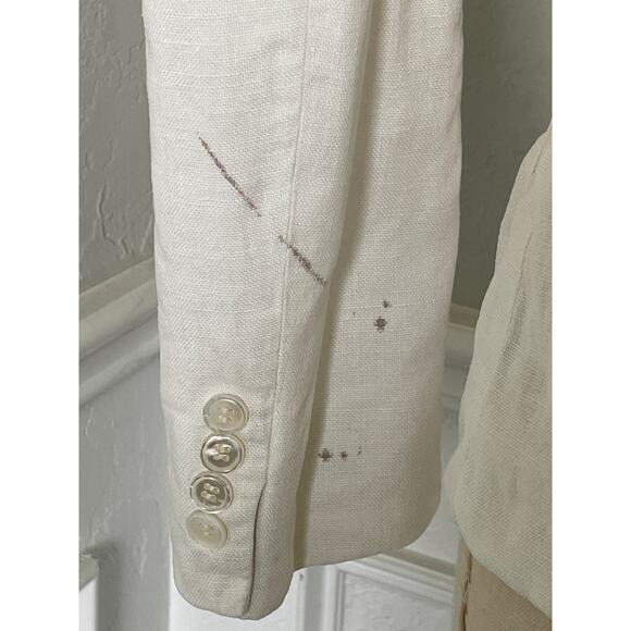 Vintage Ralph Lauren Cream Linen Blazer Size 4 - Picture 8 of 10